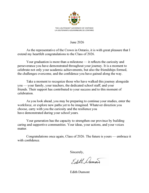 Lg Congratulations Letter Class Of 2026